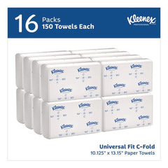 Kleenex 01500 10.13 in. x 13.15 in. 1-Ply C-Fold Paper Towels - White (2400/Carton)