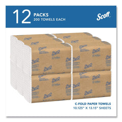Scott 01510 10.13 in. x 13.15 in. 1-Ply Essential C-Fold Towels - White (12 Packs/Carton)