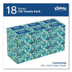 Kleenex 9 in. x 10.5 in. 1-Ply POP-UP Box Cloth Hand Towels - Unscented, White (2160/Carton)