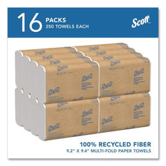 Scott 01807 9.2 in. x 9.4 in. 1-Ply Essential Recycled Multi-Fold Towels - White (4000/Carton)