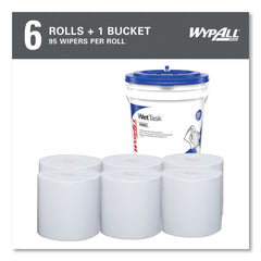 WypAll 12 in. x 6 in. Power Clean Wipers for WetTask Customizable Wet Wiping System with 1 Bucket - Unscented (300/Carton)