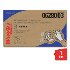 WypAll X80 12 in. x 23.4 in. Kimfresh Antimicrobial Hydroknit Foodservice Towel - Unscented, White/Blue Stripe (150/Carton)