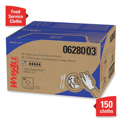 WypAll X80 12 in. x 23.4 in. Kimfresh Antimicrobial Hydroknit Foodservice Towel - Unscented, White/Blue Stripe (150/Carton)