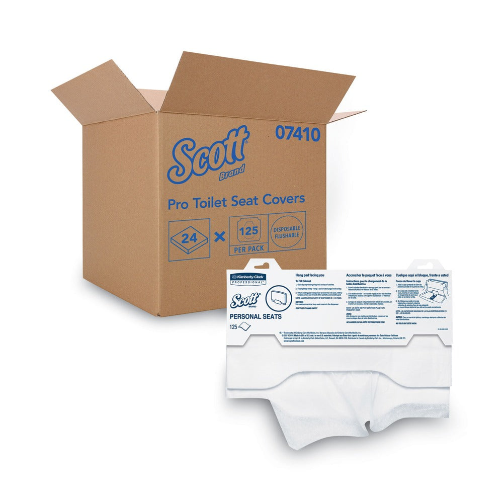Scott 15 in. x 18 in. Personal Sanitary Toilet Seat Covers - White (125/Pack, 24 Packs/Carton)