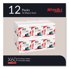 WypAll X60 12.5 in. x 13 in. 1/4 Fold General Clean Cloths - White (76/Box, 12 Boxes/Carton)