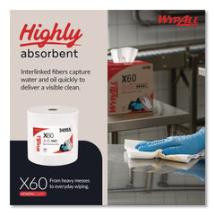 WypAll 12.2 in. x 12.4 in. General Clean Jumbo Roll X60 Cloths - White (1/Carton)