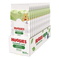 Huggies Natural Care 6.6 in. x 6.86 in. Sensitive Baby Wipes - Unscented/White (16/Carton)