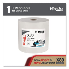 WypAll 12.4 in. x 12.2 in. Power Clean Jumbo Roll X80 Heavy Duty Cloths - White (475/Roll)