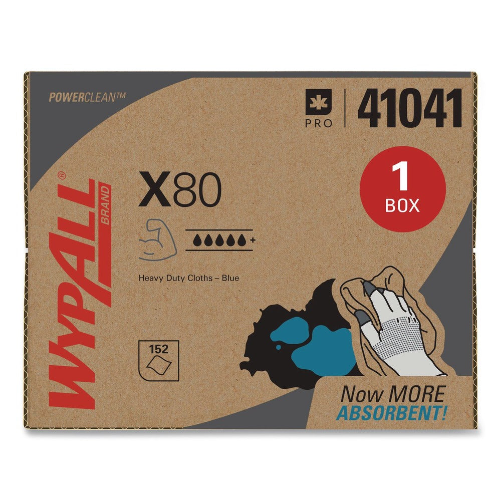 WypAll 11.1 in. x 16.8 in. Power Clean X80 Heavy Duty Cloths - Blue (160/Carton)