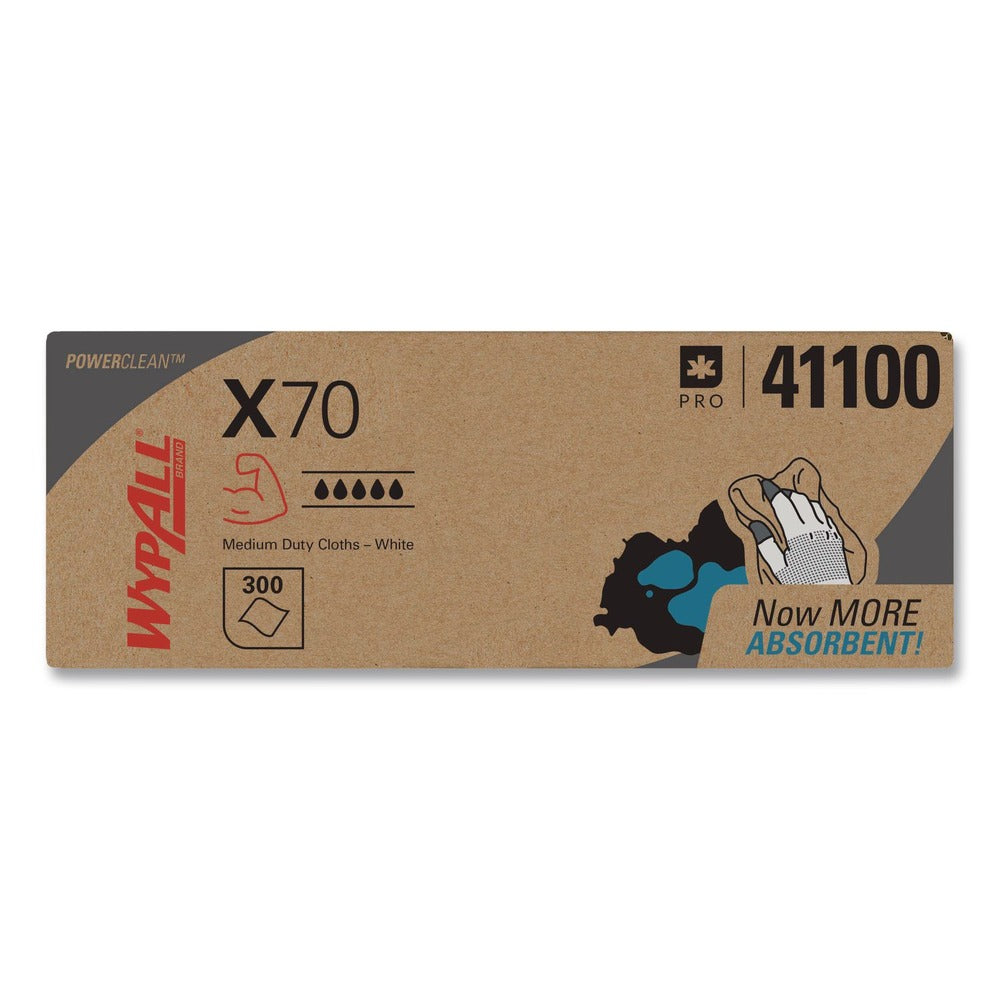 WypAll X70 Flat Sheet 14.9 in. x 16.6 in. Cloths - White (300/Carton)