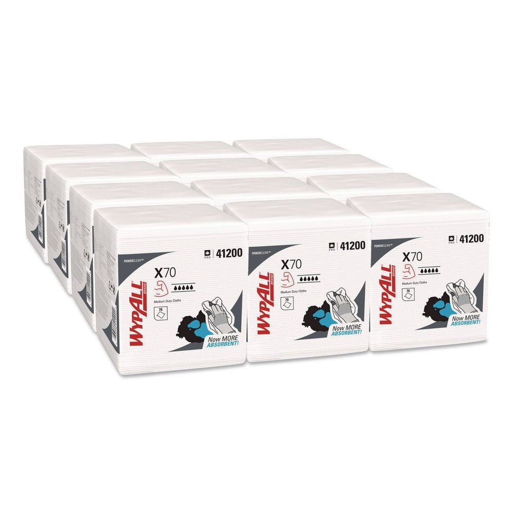 WypAll X70 1/4-Fold 12-1/2 in. x 12 in. Cloths - White (76/Pack 12 Packs/Carton)