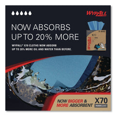 WypAll X70 9-1/10 in. x 16-4/5 in. Cloths - Blue (100/Box 10 Boxes/Carton)