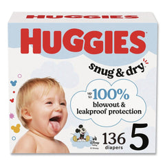 Huggies Snug and Dry 27 Plus lbs. Diapers - Size 5 (136/Carton)