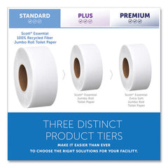 Scott 2-Ply 3.55 in. x 1000 ft. Septic Safe Essential 100% Recycled Fiber JRT Bathroom Tissue for Business - White (12/Carton)