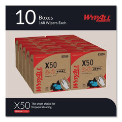 WypAll X50 9-1/10 in. x 12-1/2 in. Cloth Pop-Up Box - White (176/Box 10 Boxes/Carton)