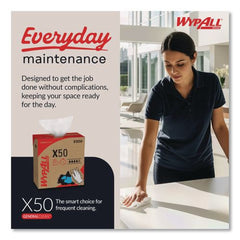 WypAll X50 9-1/10 in. x 12-1/2 in. Cloth Pop-Up Box - White (176/Box 10 Boxes/Carton)