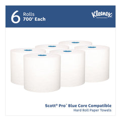 Kleenex 7.5 in. x 700 ft. 1-Ply Hard Roll Paper Towels with Premium Absorbency Pockets - White/Blue Core (6-Rolls/Carton)