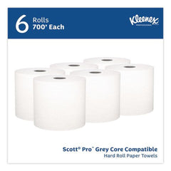 Kleenex 7.5 in. x 700 ft. 1-Ply Hard Roll Paper Towels with Premium Absorbency Pockets - Gray Core/White (6/Carton)