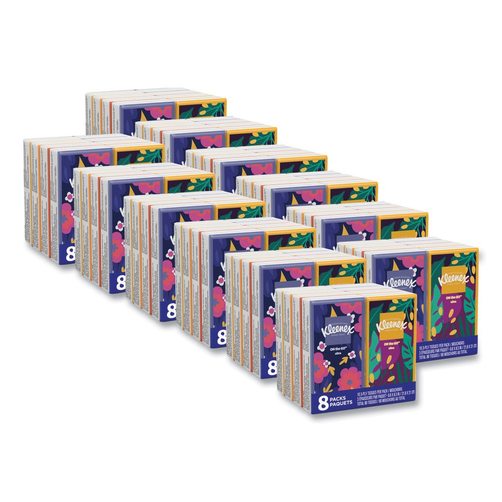 Kleenex On The Go Packs 3-Ply Facial Tissues - White (12/Carton)