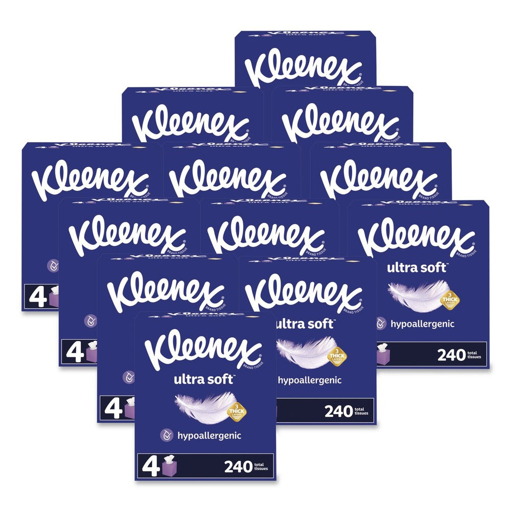 Kleenex Ultra Soft 3-Ply Facial Tissue - White (12/Carton)