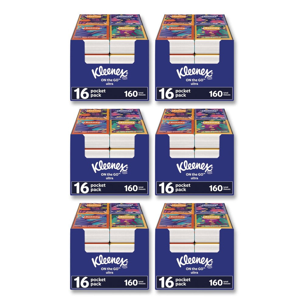 Kleenex On The Go Packs 3-Ply Facial Tissues - White (6/Carton)