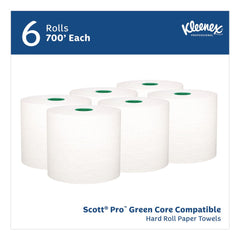 Kleenex 7.5 in. x 700 ft. 1-Ply Hard Roll Paper Towels with Premium Absorbency Pockets - White/Green Core (6-Rolls/Carton)