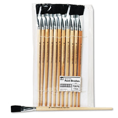 Charles Leonard Size 18 Natural Bristle Flat Profile Long Handle Easel Brush (1-Dozen)