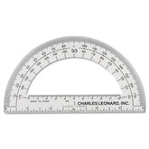 Charles Leonard 6 in. Ruler Edge Plastic Open Center Protractor - Clear