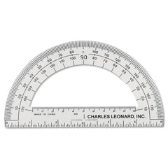 Charles Leonard 6 in. Ruler Edge Plastic Open Center Protractor - Clear
