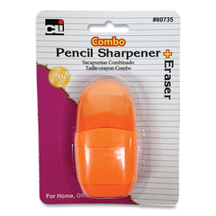 Charles Leonard 1 in. x 0.75 in. One-Hole Pencil Sharpener/Eraser Combo - Randomly Assorted Colors