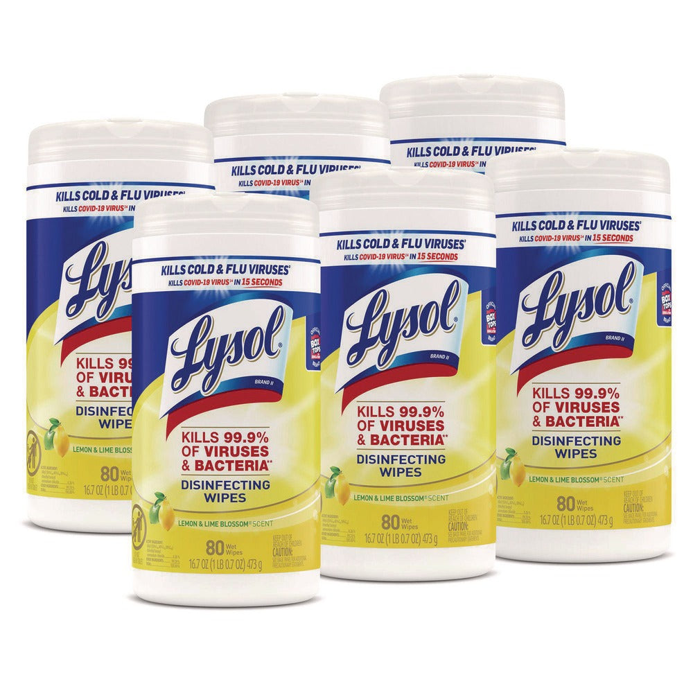 LYSOL Brand 1 Ply 7 in. x 7.25 in. Lemon and Lime Blossom Disinfecting Wipes - White (6/Carton)