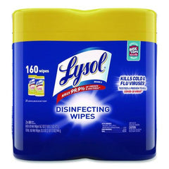 LYSOL Brand 1-Ply 7 in. x 7.25 in. Disinfecting Wipes - Lemon and Lime Blossom Scent, White (3/Carton)