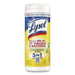 LYSOL Brand 7 in. x 7.25 in. 1-Ply Disinfecting Wipes - Lemon and Lime Blossom, White (35 Wipes/Canister, 12 Canisters/Carton)
