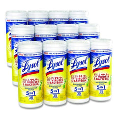 LYSOL Brand 7 in. x 7.25 in. 1-Ply Disinfecting Wipes - Lemon and Lime Blossom, White (35 Wipes/Canister, 12 Canisters/Carton)