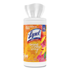 LYSOL Brand 7 in. x 7.25 in. 1-Ply Disinfecting Wipes - Mango and Hibiscus/White