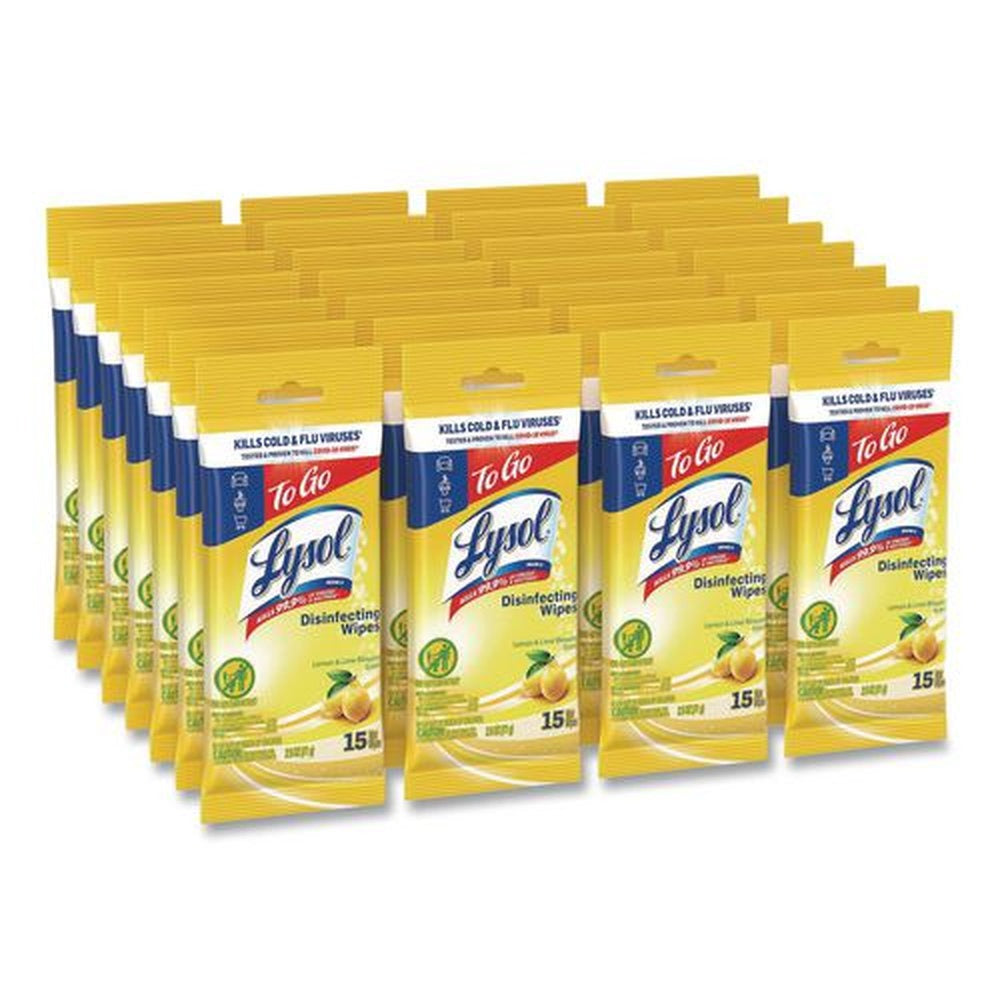 LYSOL Brand 6.69 in. x 7.87 in. 1-Ply Disinfecting Wipes Flatpacks - Lemon and Lime Blossom White (24/Carton)