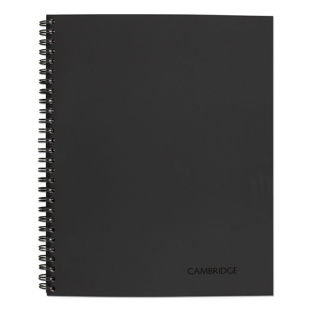 Cambridge (80) 11 in. x 8.5 in. Sheets 1-Subject Wide/Legal Rule Wirebound Business Notebook - Black Linen Cover