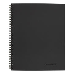 Cambridge (80) 11 in. x 8.5 in. Sheets 1-Subject Wide/Legal Rule Wirebound Business Notebook - Black Linen Cover
