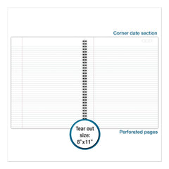 Cambridge (80) 11 in. x 8.5 in. Sheets 1-Subject Wide/Legal Rule Wirebound Business Notebook - Black Linen Cover