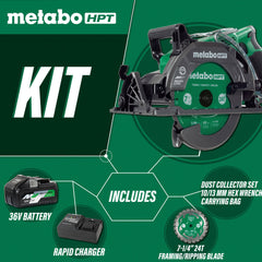 Metabo HPT MultiVolt 36V Brushless Lithium-Ion 7-1/4 in. Cordless Rear Handle Circular Saw Kit (4 Ah)