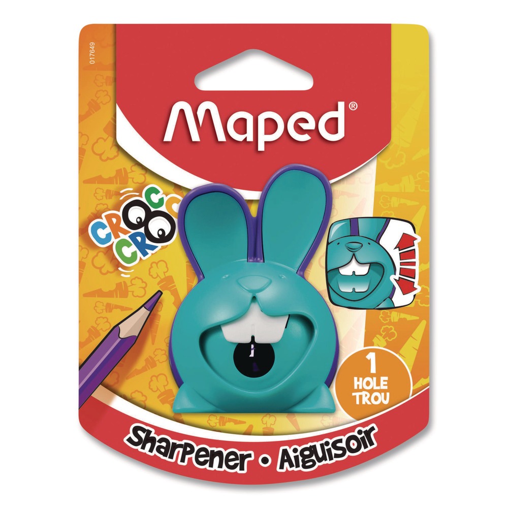 Maped Helix Croc Croc Chomp Rabbit 1-Hole Canister Pencil Sharpener, 3.74 x 1.8 x 4.92, Randomly Assorted Colors