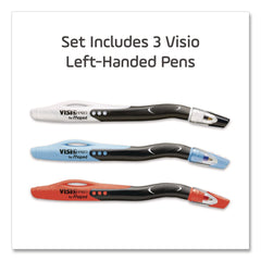 Maped Helix Visio Medium 1 millimeter Stick Left-Handed Ballpoint Pen - Assorted Ink/Barrel Colors (3/Pack)