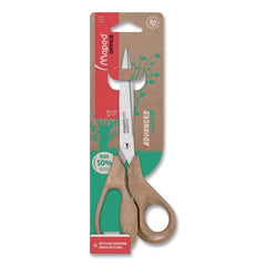 Maped Helix Advanced Wood 8.25 in. Long 4.75 in. Cut Length Multipurpose Scissors - Straight Brown Handle