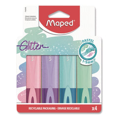 Maped Helix Fluo Peps Pastel Glitter Chisel Tip Highlighter - Assorted Ink/Assorted Barrel (4/Pack)
