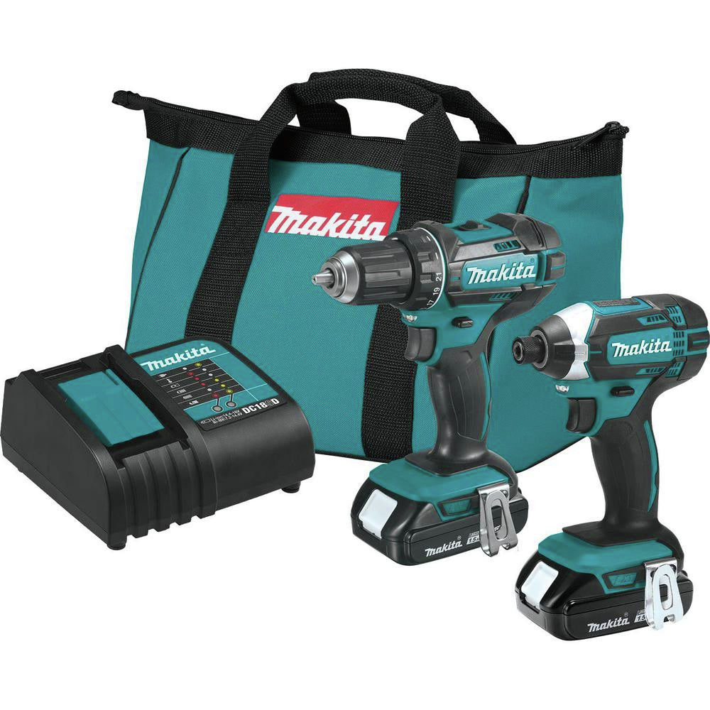 Makita 18V LXT Brushed Lithium-Ion 1/2 in. Cordless Drill Driver/1/4 in. Impact Driver Combo Kit (1.5 Ah)