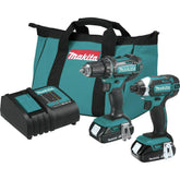 Makita 18V LXT Brushed Lithium-Ion 1/2 in. Cordless Drill Driver/1/4 in. Impact Driver Combo Kit (1.5 Ah)