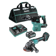 Makita 40V max XGT Brushless Lithium-Ion 1‑3/16 in. Cordless SDS‑Plus Rotary Hammer and 4‑1/2 in./5 in. Angle Grinder Kit Virtual Bundle (4 Ah)