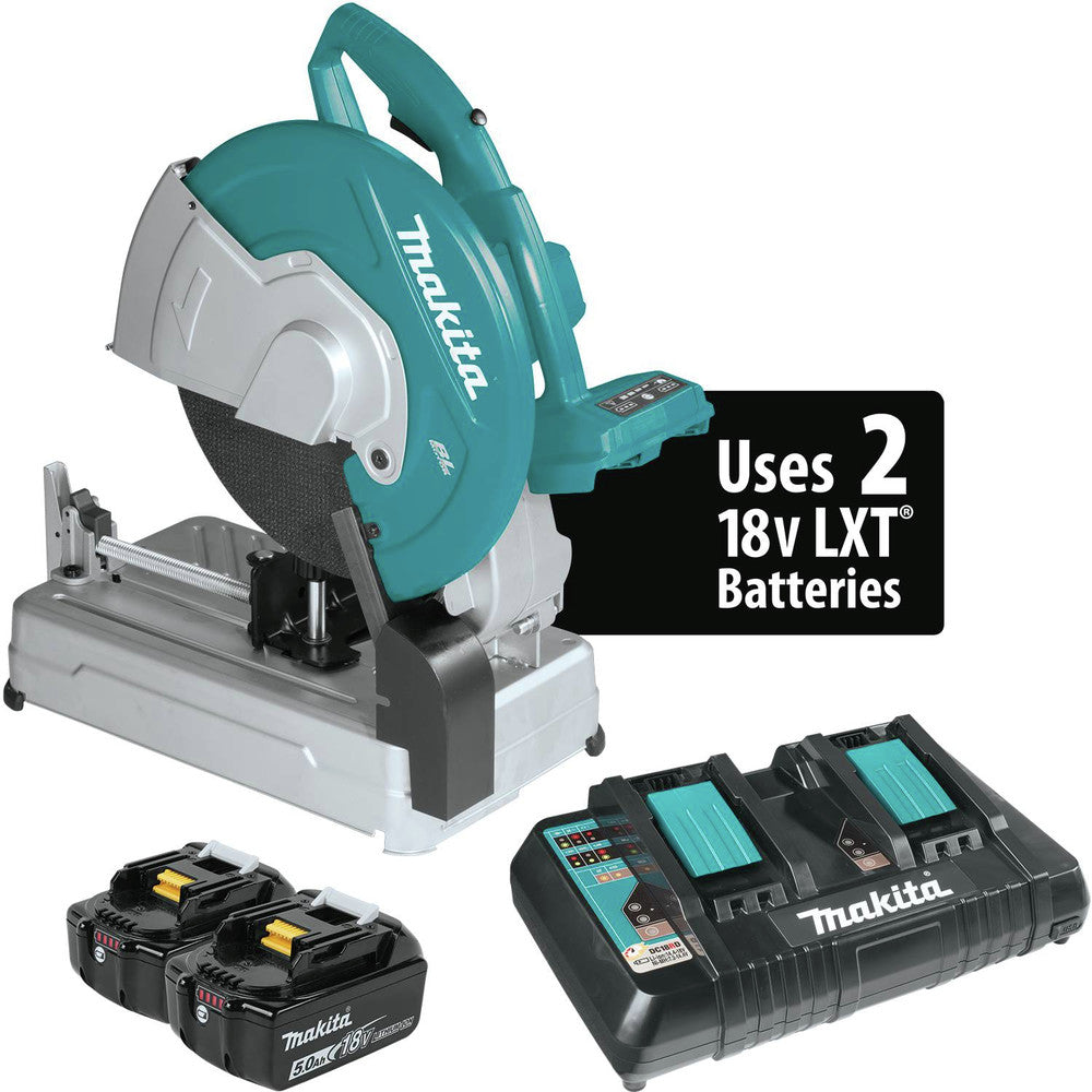 Makita XWL01PT 36V (18V X2) LXT Brushless Lithium-Ion 14 in. Cordless Cut‑Off Saw Kit with 2 Batteries (5 Ah)