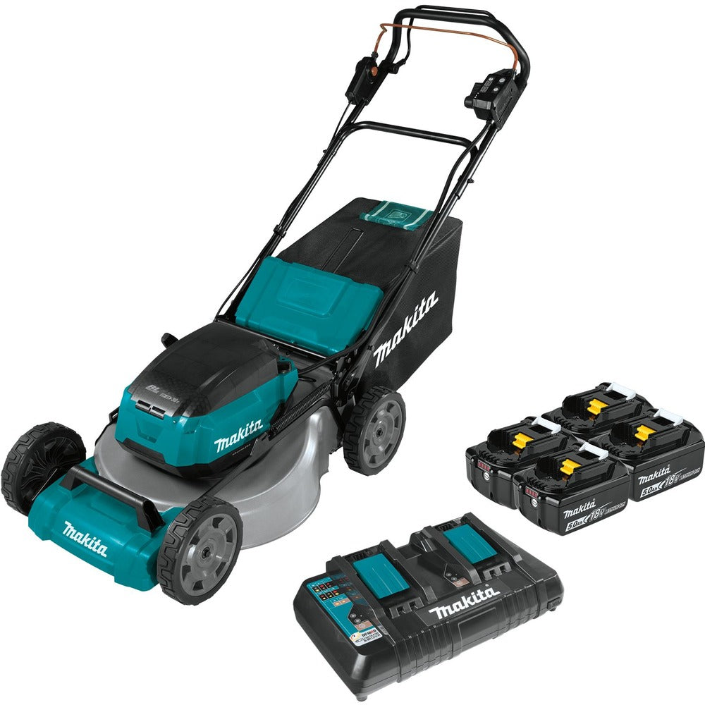 Factory Reconditioned Makita 18V X2 (36V) LXT Brushless Lithium-Ion 21 in. Cordless Self-Propelled Commercial Lawn Mower Kit with 4 Batteries (5 Ah)