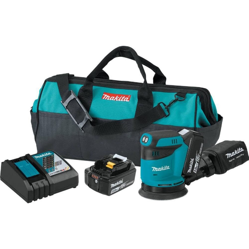 Factory Reconditioned Makita 18V LXT Lithium-Ion 5 in. Cordless Random Orbit Sander Kit (3 Ah)